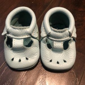 Sz 1 light blue freshly picked moccasins